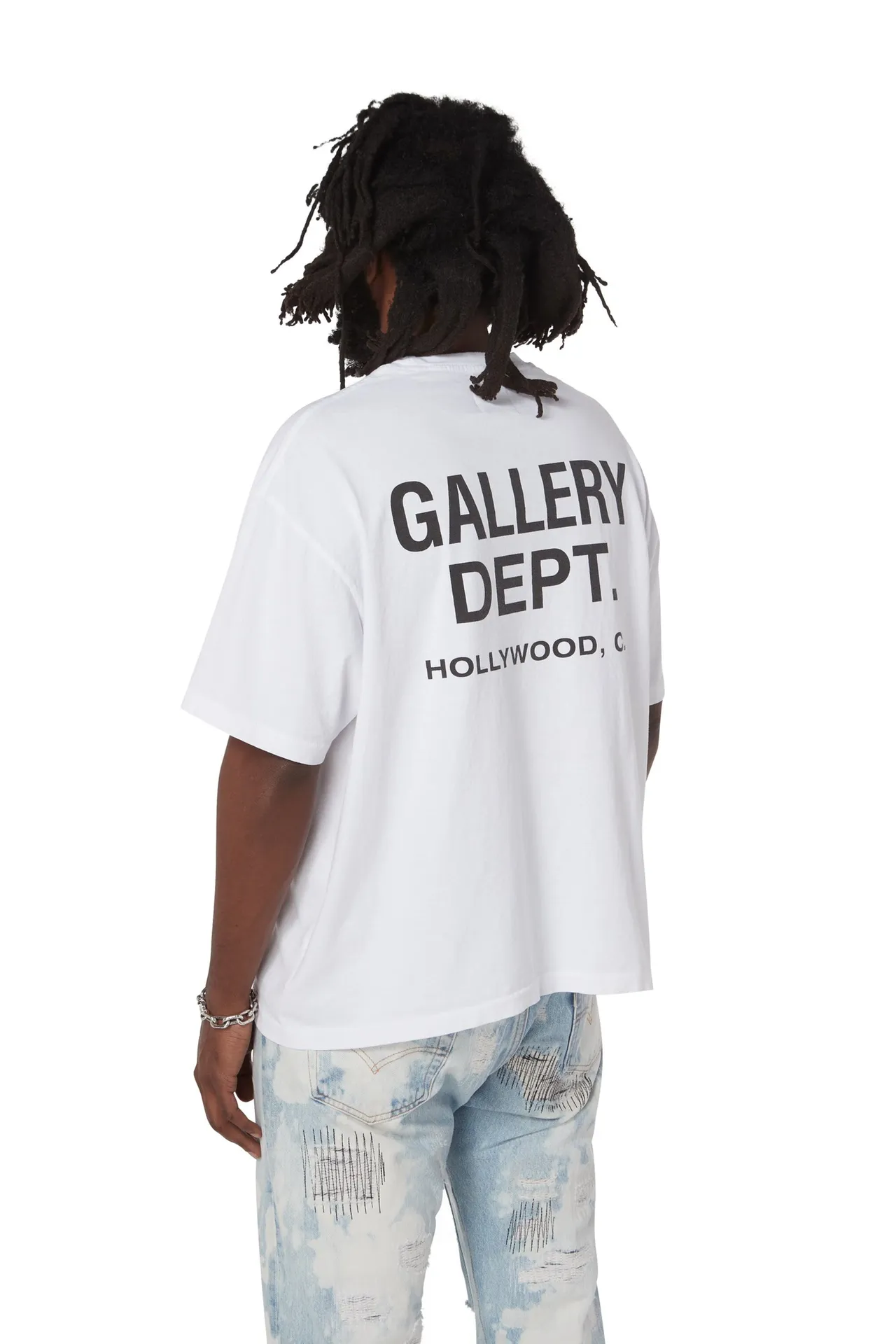 GALLERY DEPT. SOUVENIR TEE English LOGO commemorative basic short-sleeved white S-XL original consistent cotton and linen cylindrical fabric high poundage 230g fabric accessories matching correct version